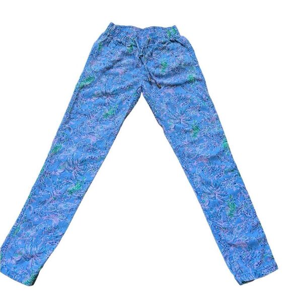 Lilly Pulitzer Taron Linen Pants Lilac Rose We Mermaid It Size XS - Picture 4 of 10